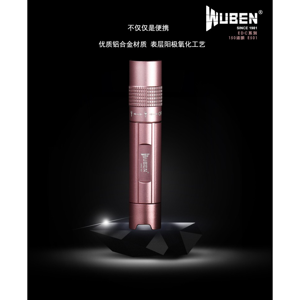【電筒發燒友】Wuben E501 粉色 USB充電 迷你便攜 10440鋰電池 鑰匙扣 手電筒 (附贈原廠電池   )