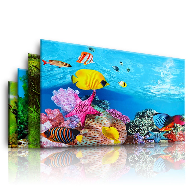魚缸背景貼紙3d立體背景圖高清水族魚缸壁紙造景裝飾畫珊瑚石紙畫【致信誠店】