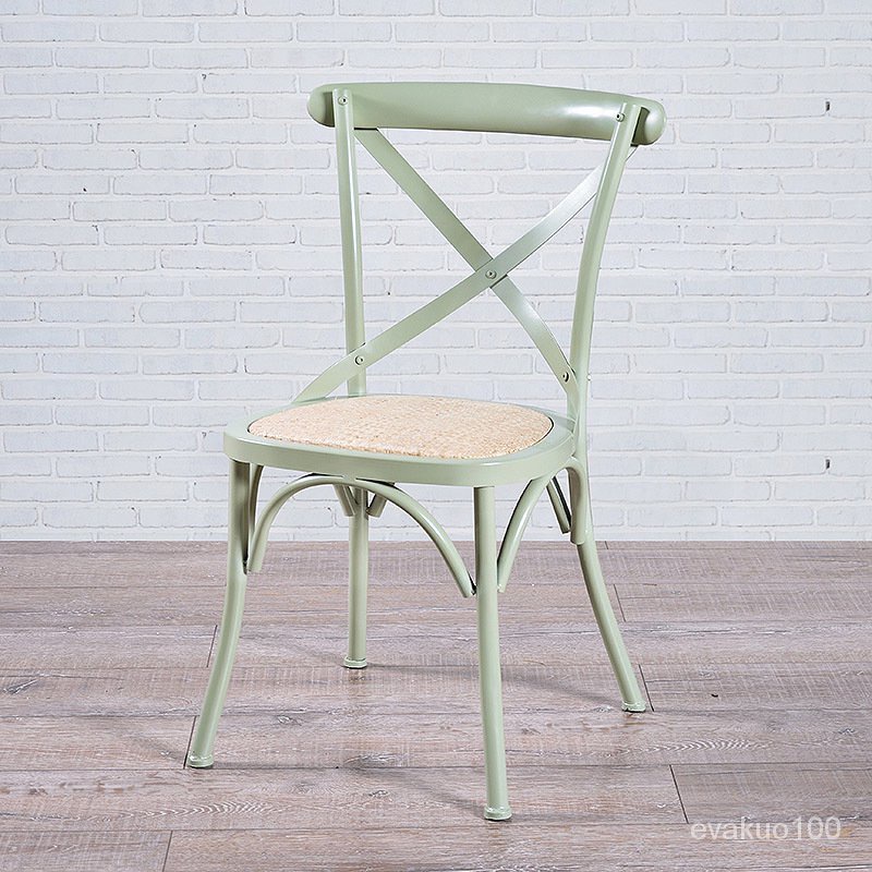 美式餐椅北歐餐廳椅子簡約彩色靠背椅叉背椅馬卡龍色飯店餐飲店椅
