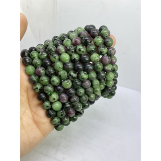 D2780天然寶石礦石/紅綠寶/紅寶石 手珠 手串 手鏈 尺寸約：直徑8.6mm 重量約22.2g