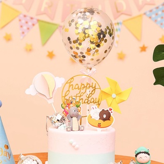 五彩紙屑氣球蛋糕裝飾生日蛋糕裝飾結婚週年裝飾