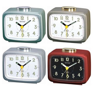 【神梭鐘錶】RHYTHM ALARM CLOCK 型號：4RA456WR 麗聲簡約夜光鈴聲鬧鐘 綠黃銀紅 方形