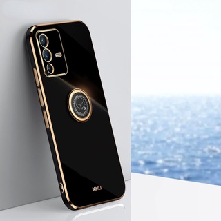 外殼 Vivo V23 Pro Y76 Y76S V23e 4G 指環電鍍手機支架 Vivo X70 Pro Coque