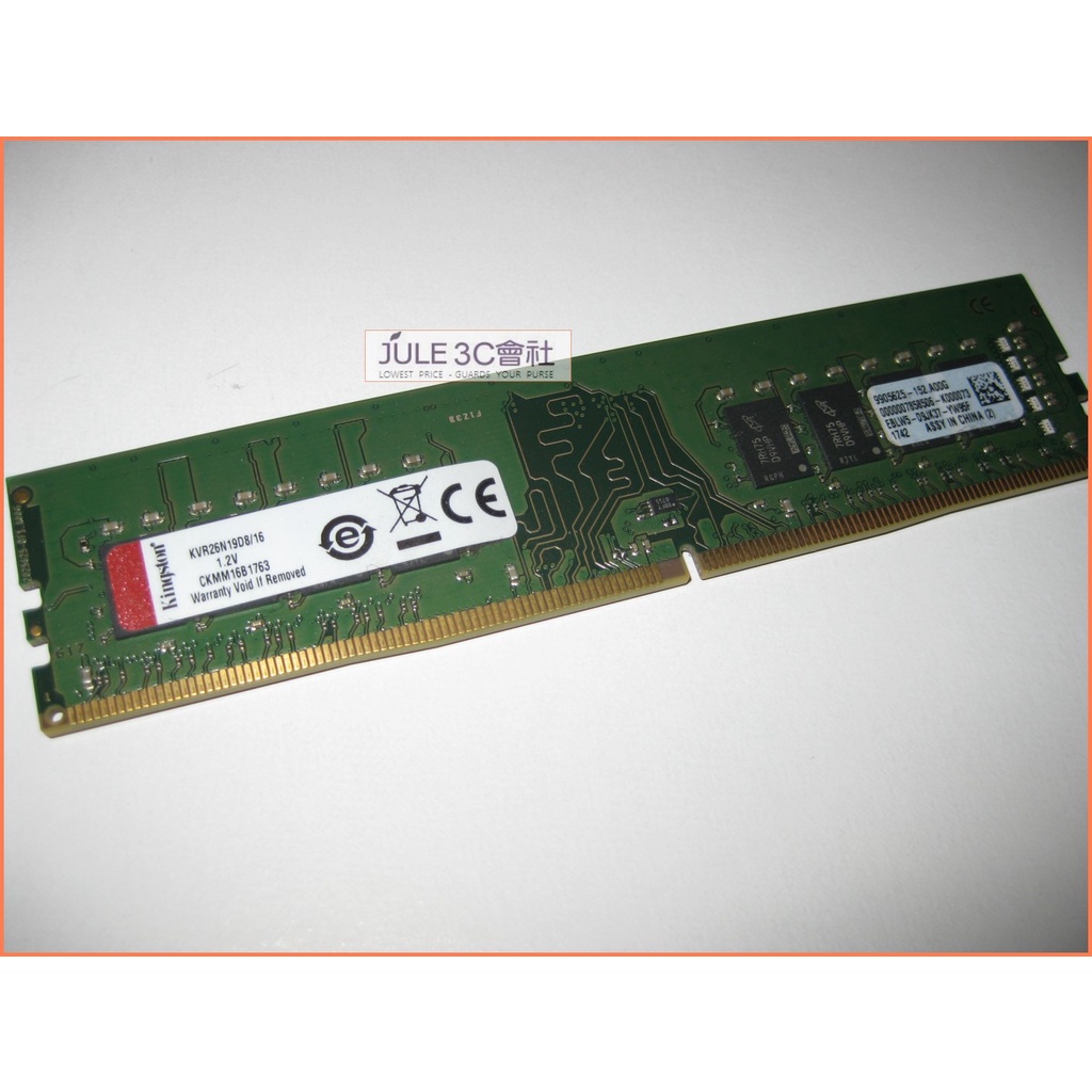 JULE 3C會社-金士頓Kingston DDR4 2666 16GB 16G KVR26N19D8/16 記憶體