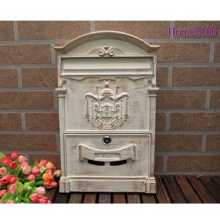 [HOME] 小天使信箱 超取限2件 復古白刷金色鑄鋁信箱 意見箱 復古做舊 郵箱 郵筒