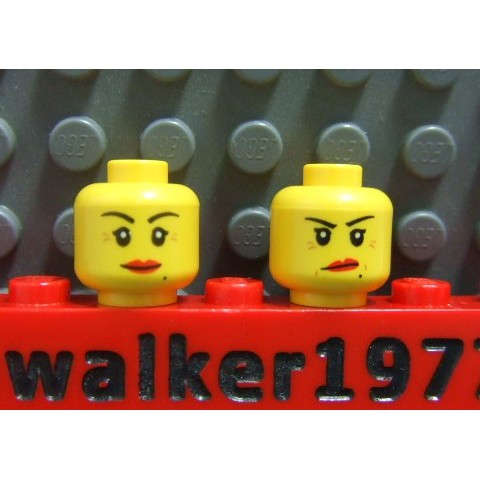 【積木2010-人偶頭】Lego樂高-全新 人頭255 紅唇美人痣笑臉/怒臉雙面人頭 / 女生人頭
