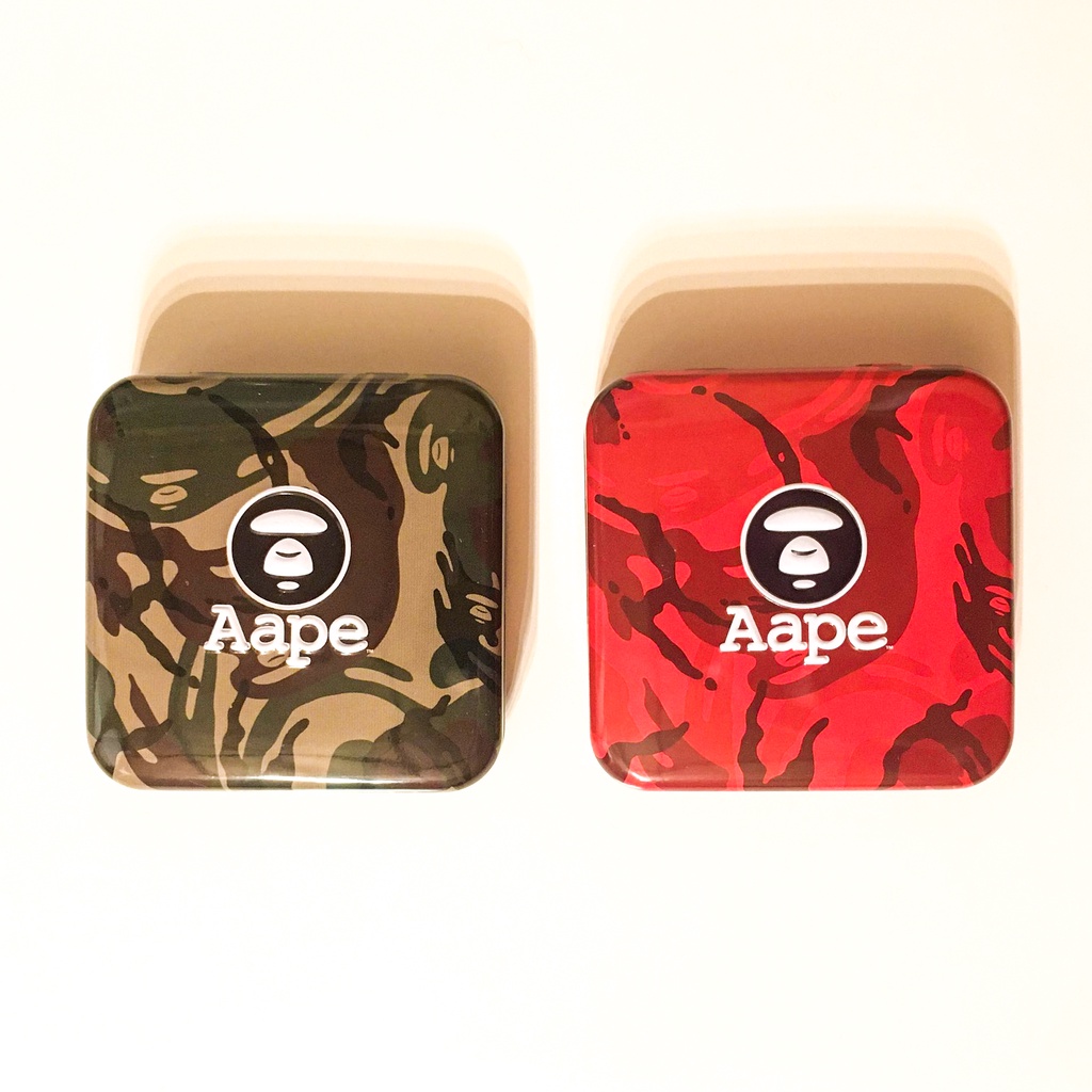 [失眠男子-二手的店] AAPE APE 猿人 鐵盒 收藏品 盒子 綠迷彩 紅迷彩 收納盒