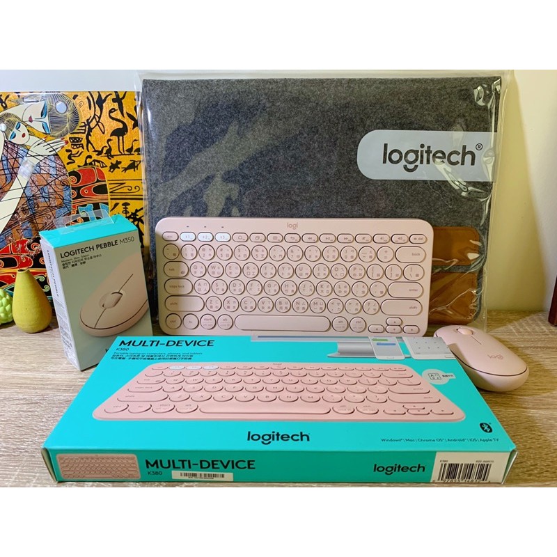 【 logitech K380 跨平台藍牙鍵盤、靜音滑鼠 - 玫瑰粉 】