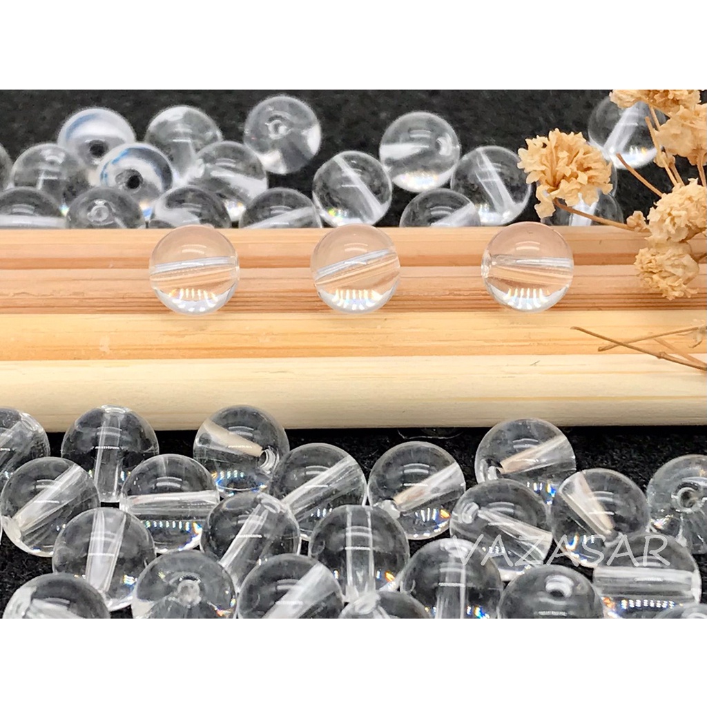 【VAZASAR】天然 白水晶 水晶 散珠 手鍊 DIY 飾品配件 圓珠