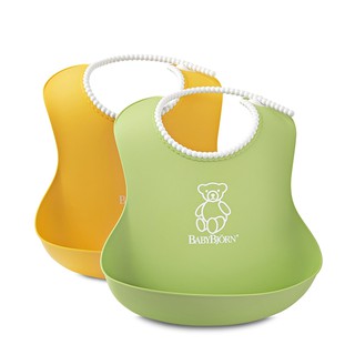 瑞典製 BabyBjorn Soft Bib 軟膠防碎屑圍兜(綠色黃色)
