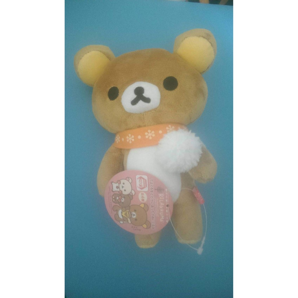 日本 拉拉熊  懶懶熊  懶熊 冬季圍巾娃娃