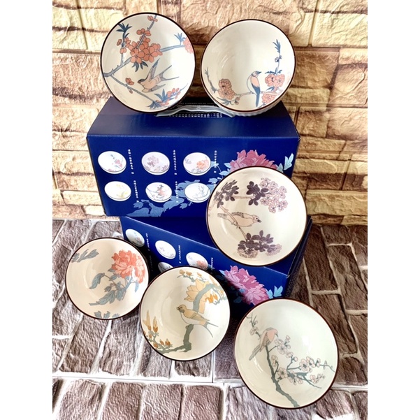 【股東會紀念品】彩繪花鳥碗(6入一組)陶瓷碗