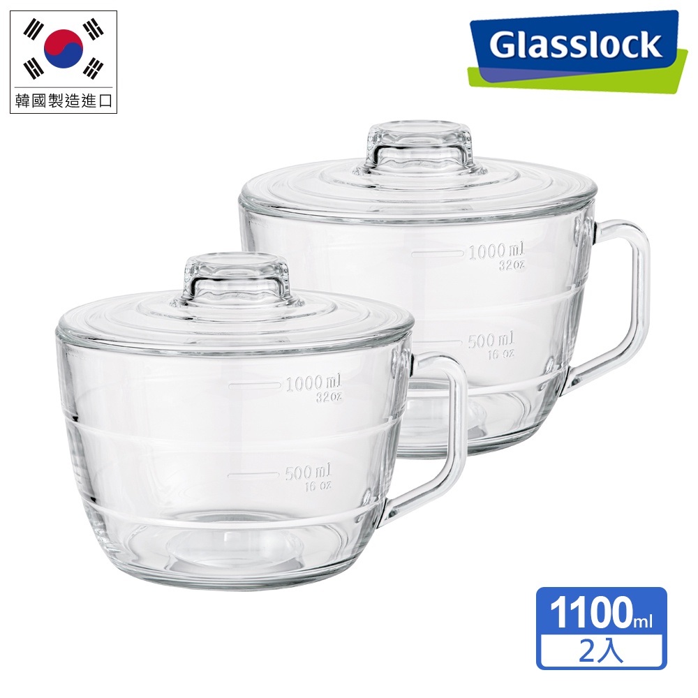 Glasslock 強化玻璃微波碗 泡麵碗 玻璃碗 -1100ml(二入組)