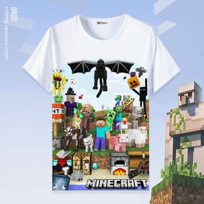 Minecraft周邊我的世界t恤苦力怕衣服短袖男女夏季動漫游戲兒童裝 蝦皮購物