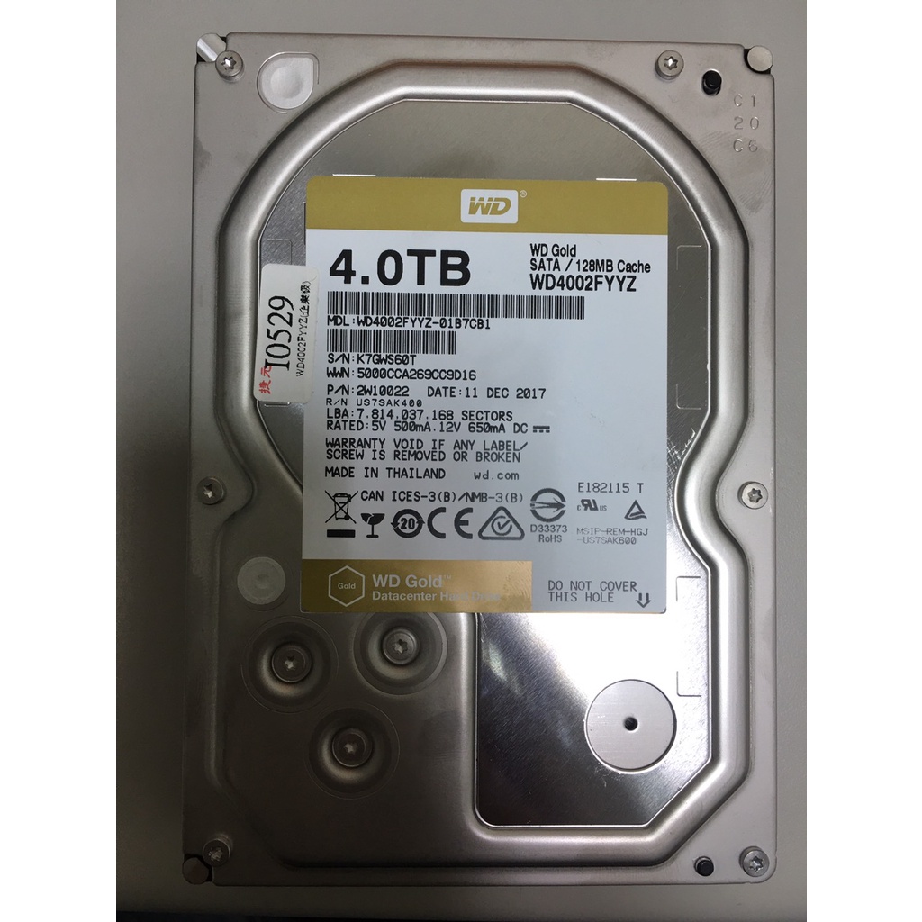 WD4002FYYZ WD 4TB 威騰 金標 企業級 3.5" SATA 硬碟