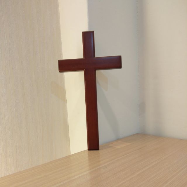 深咖啡木頭十字架 壁掛式 掛飾 基督教