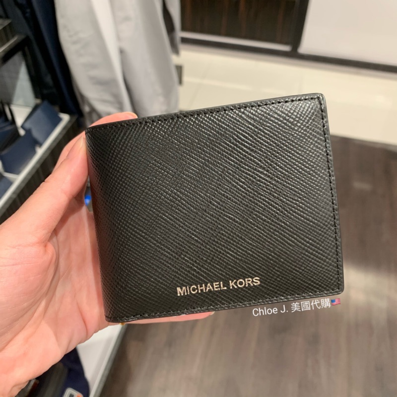 💕現貨💕［美國代購正品🇺🇸］Michael Kors MK 男款 素面 防刮皮革 短夾