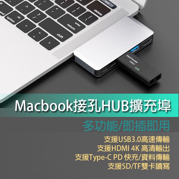 現貨 MACBOOK 適用 擴充槽 HUB 擴充埠 擴充座 讀卡機 USB SD TF HDMI Type-C 接孔