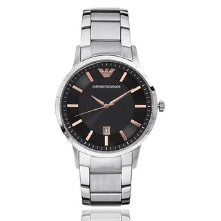 Emporio Armani 亞曼尼 | 日期窗 簡約手錶 經典玫瑰金刻度鋼帶男錶 - 玫瑰金x黑 AR2514