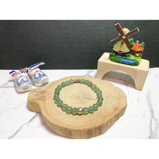 [ Half Face ] 天然石 水晶 礦石 手工創作飾品 綠草莓晶＆925純銀大象管珠 蠶絲蠟線編織手環
