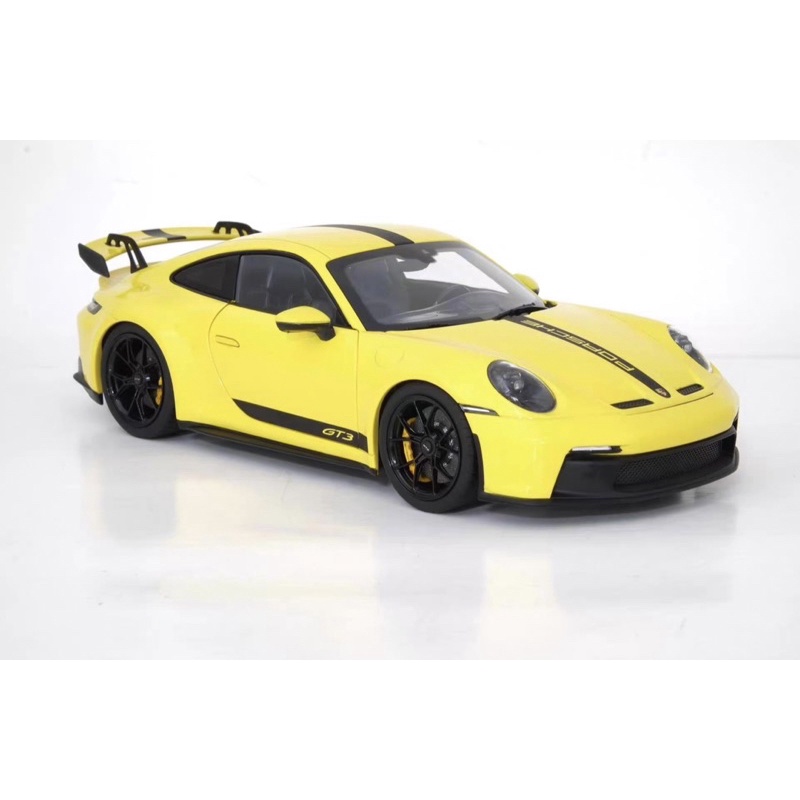 Norev 1:18 Porsche  911 992 GT3保時捷性能跑車黃色 賽車拉線
