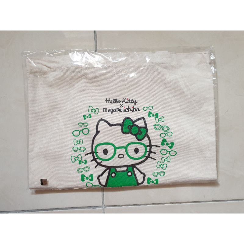 全新 三麗鷗 Hello Kitty × MEGANE ICHIBA 眼鏡市場 獨家聯名手提包 100%棉 帆布包