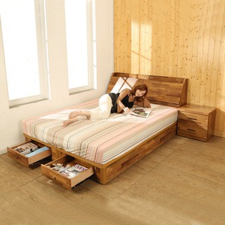 BuyJM拼接木紋系列雙人5.6尺二抽房間組2件組/床頭箱+二抽床底