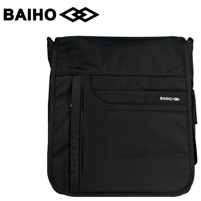 BAIHO 台灣製造 掀蓋直式 多功能 側背包/斜背包 BHO251 黑色（A4文件可）