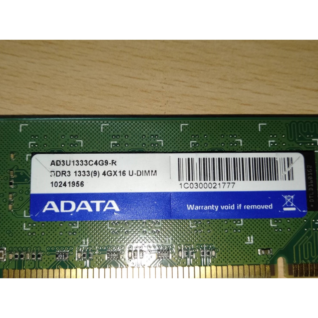 二手 威剛 ADATA DDR3 1333 (9) 4GX16 U-DIMM 桌機雙面記憶體