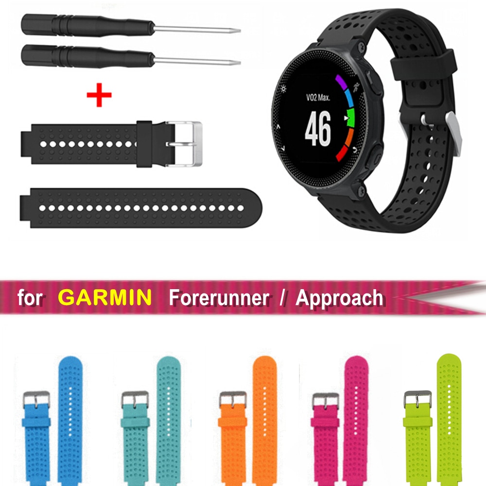 現貨 適用佳明Garmin Forerunner220/230/235/735/S20/S5/S6矽膠錶帶 替換腕帶