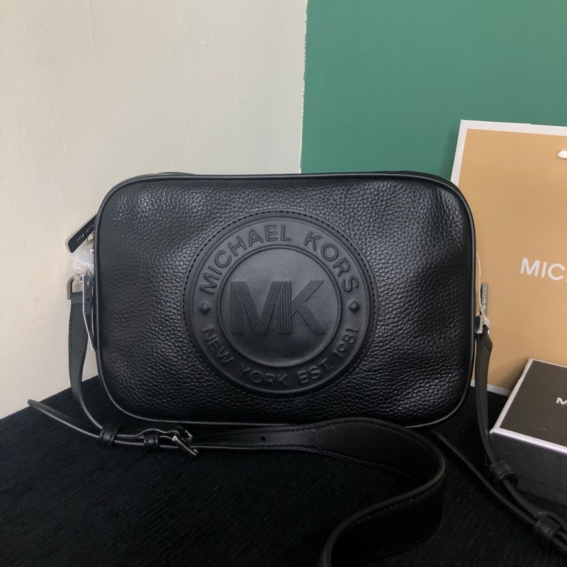MK 經典立體logo真皮方形餅乾包 經典黑 側背包 肩背包 MICHAEL KORS 現貨 美國代購