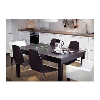 絕版品/北歐IKEA宜家BJURSTA延伸桌實木餐桌工作桌/黑棕/140/180/220x84/二手八成新/特$5900