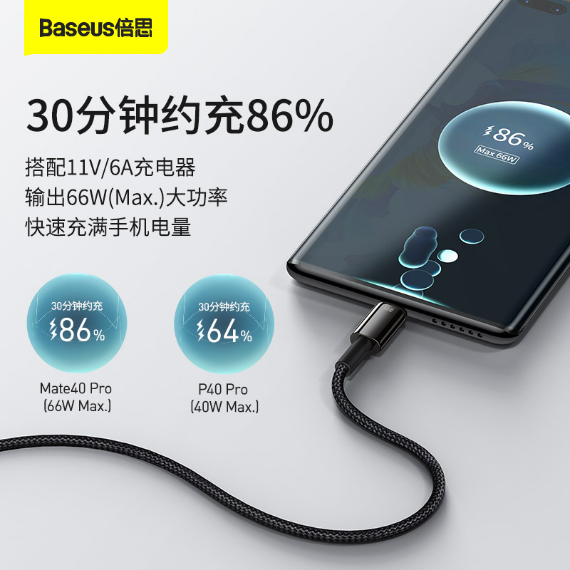 Baseus 倍思type C 充電線66w閃充數據線快充線閃充線6a充電線華為三星傳輸線 蝦皮購物