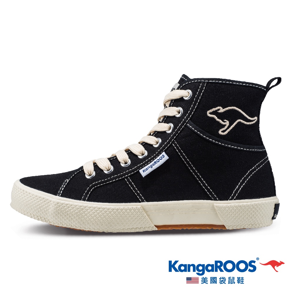 【KangaROOS 美國袋鼠鞋】女 RIPPERS 高筒帆布鞋 (黑-KW11410)