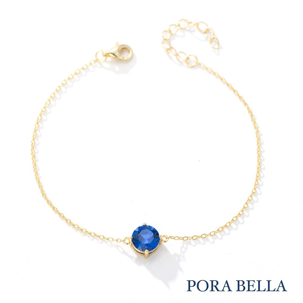 <Porabella>925純銀藍寶白寶鋯石手鍊 告白禮物 情人節禮物 送女友 銀飾 Bracelets