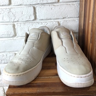 Nike S.G NIKE AIR FORCE SAGE XX AF1 休閒 女鞋 厚底 懶人鞋 灰米白 無鞋帶設計