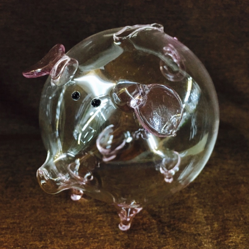 水晶玻璃 存錢桶 存錢豬 小豬公 粉紅色