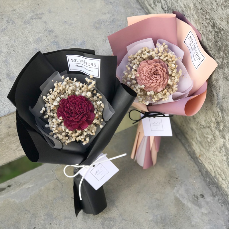 Ssl香水鑽石玫瑰花束真愛奇蹟乾燥花束情人節生日畢業花束逢甲乾燥花 蝦皮購物