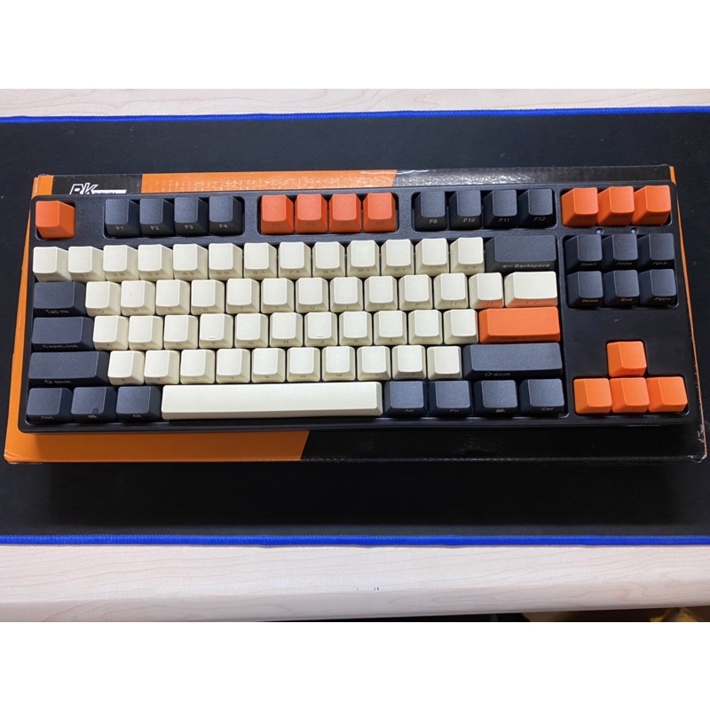 RK987 三模黑橙紅軸機械鍵盤 9.5成新 支援熱插拔 純英文側刻鍵帽 送配件 藍芽 有線 2.4GHz