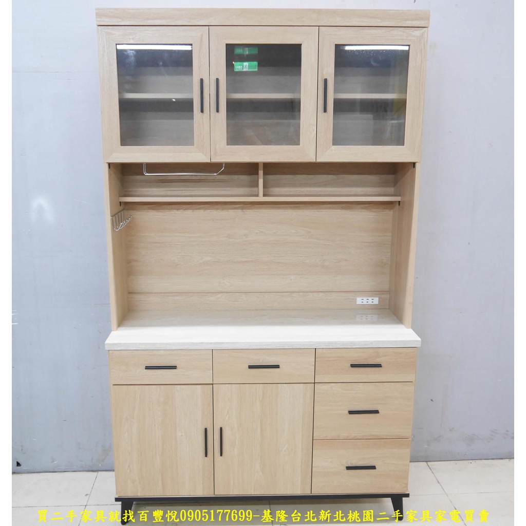 【二手家具】台北百豐悅2手家具-限量新品工業風梧桐色4尺石面餐邊櫃收納櫃電器櫃儲物櫃櫥櫃廚櫃 基隆二手家具桃園二手家具