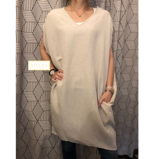 atelier 韓國代購 ami 寬版棉麻洋裝 #1127