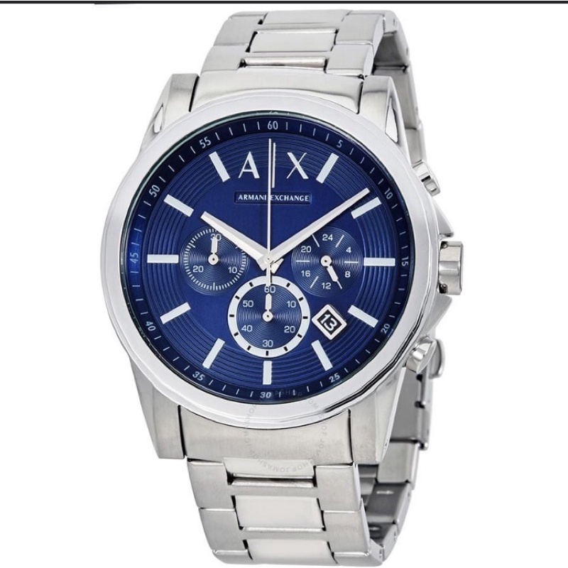 A/X ArmaniExchange探險家三眼計時腕錶/藍X銀 44mm