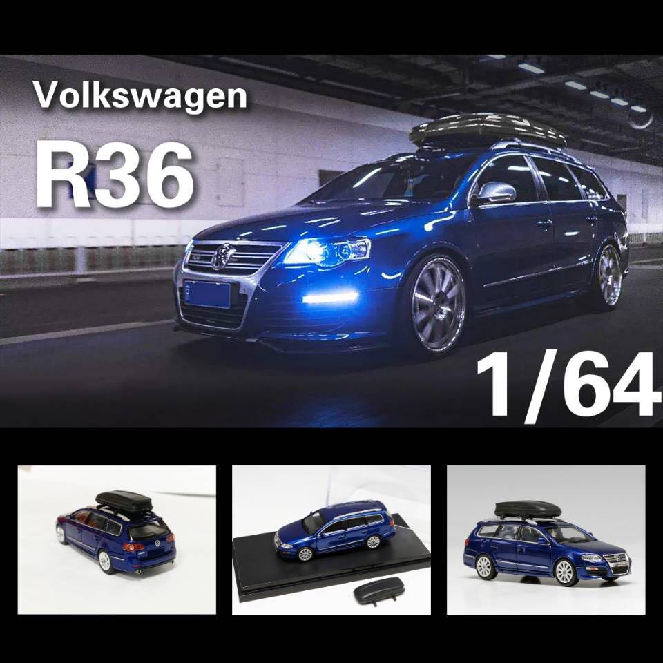 【模例】限量999台 1/64 Volkswagen Passat Variant R36 藍 附車頂箱