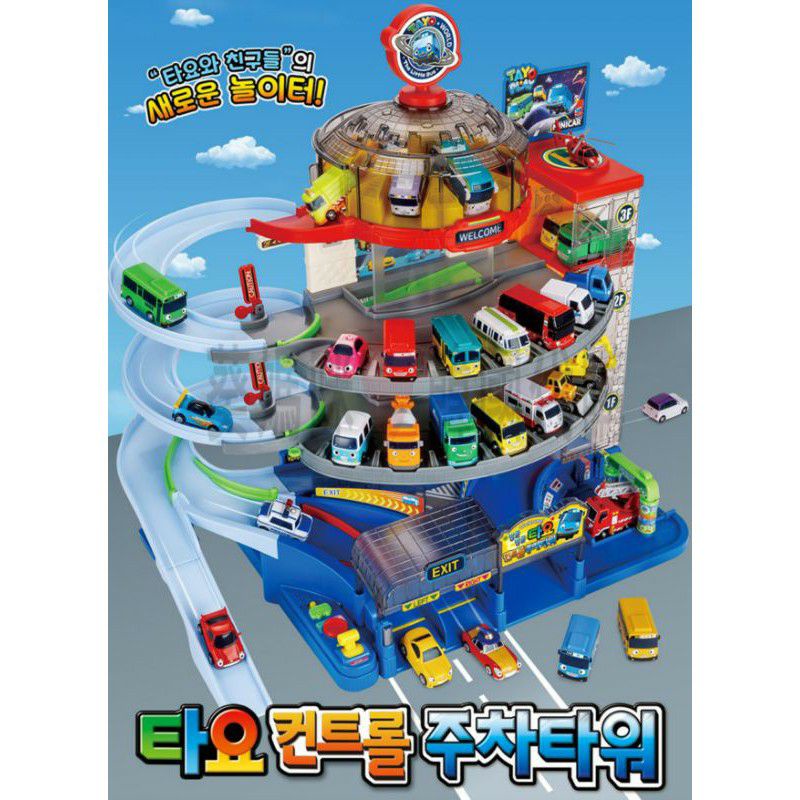 👑現貨👑🇰🇷小巴士 tayo (不含車) 巨型 四層 音樂 旋轉 軌道 停車塔 停車場 玩具遊戲組