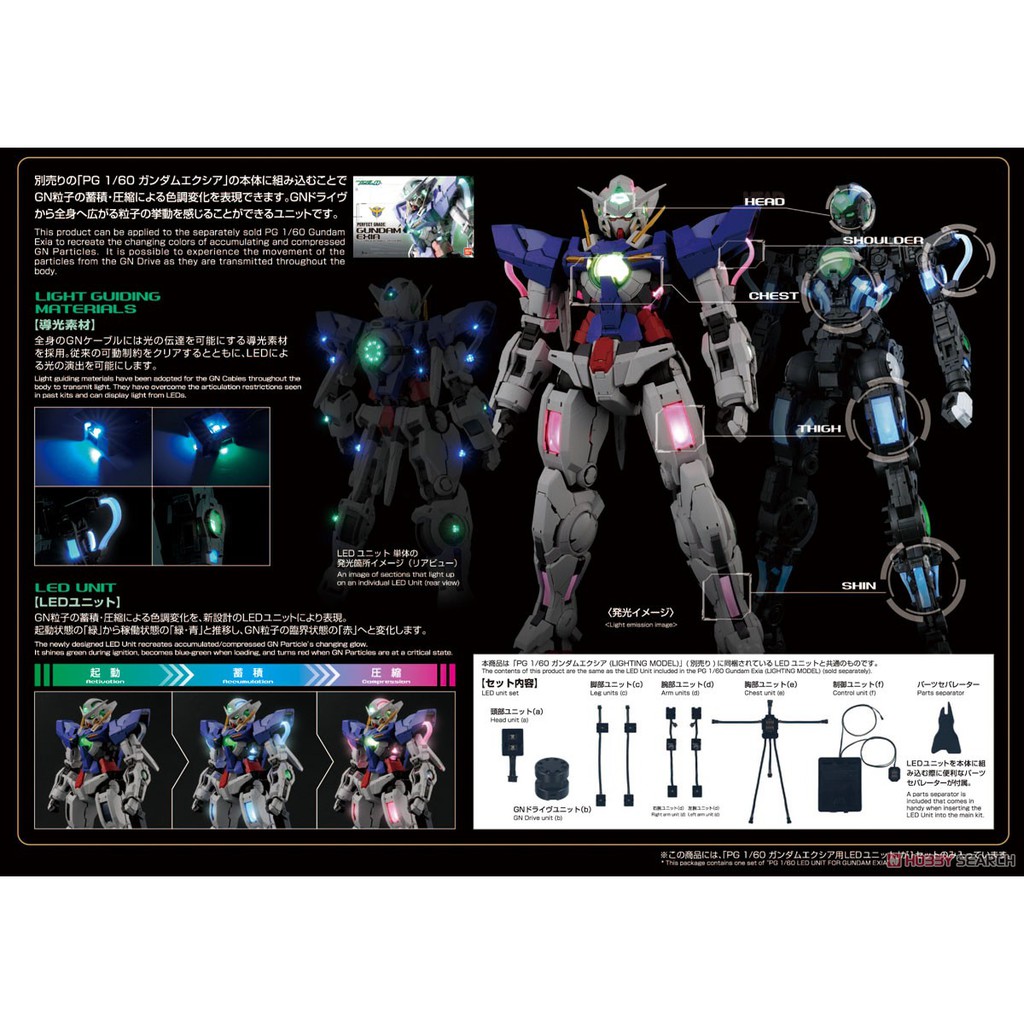 亞納海姆gundam 00 鋼彈pg 1 60 Gn 001 Exia 能天使剎那專用led 模組預約 蝦皮購物