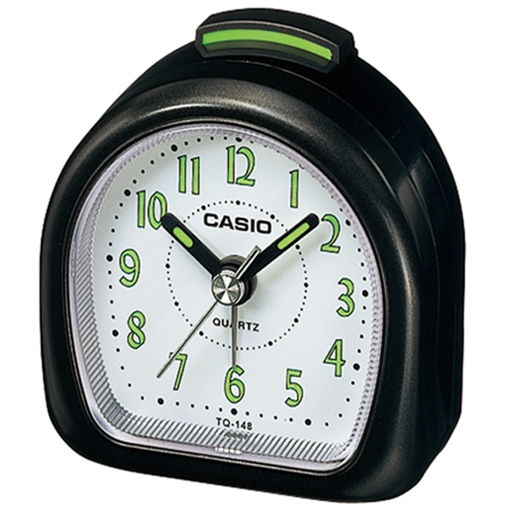 【CASIO】螢光數字輕便桌上型鬧鐘-黑(TQ-148-1)正版宏崑公司貨