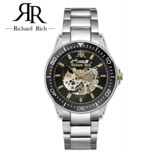 【RICHARD RICH】尊尚系列自動機械不鏽鋼腕錶-銀黑 全新 附保卡&amp;專屬錶盒