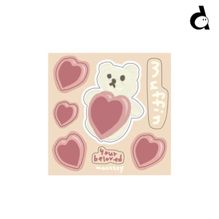 韓國文創 Duye度也韓國mazzzzy新款小熊桃心貼紙貼畫背景卡手機裝飾手帳 滿499出貨 蝦皮購物