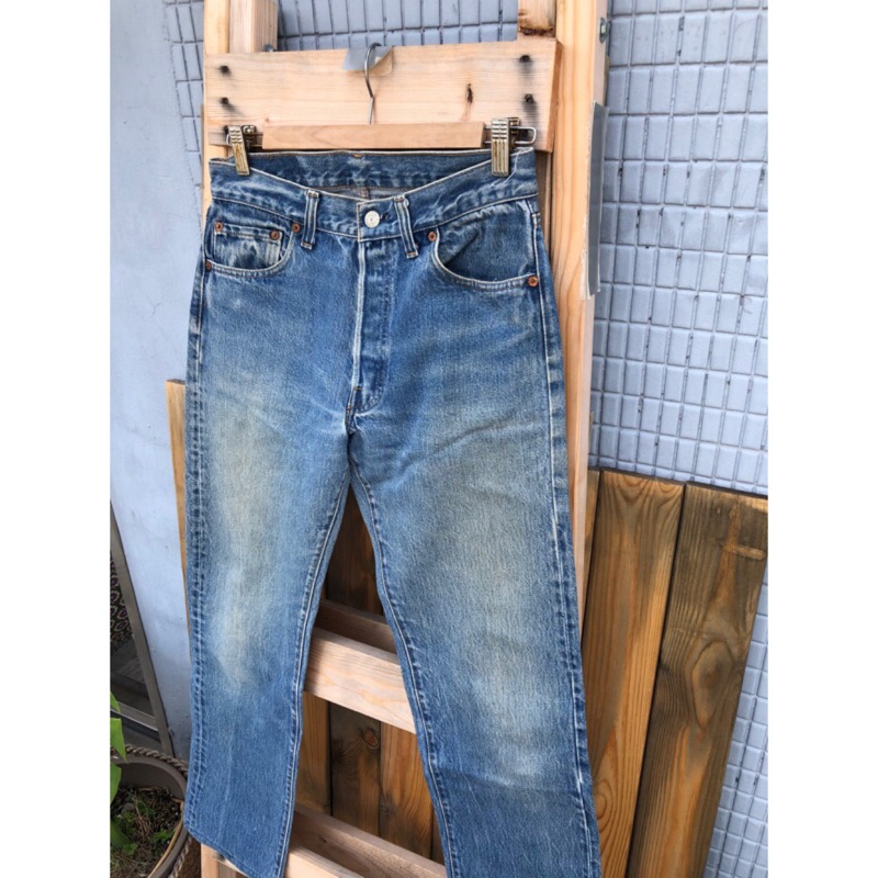 W29 養色 501 美國製 老褲 藏青縫線 高腰 經典款 Levi's 二手牛仔褲 古著 二手Levis 高腰牛仔褲