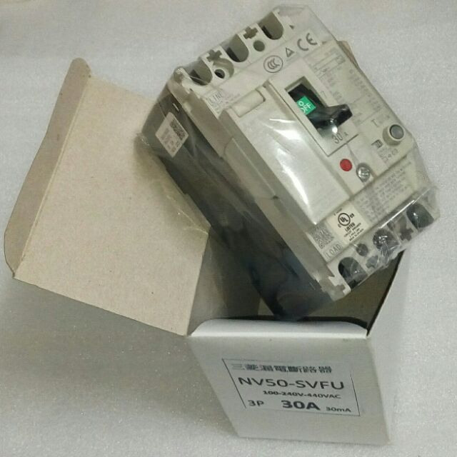 🌞 MITSUBISHI 三菱 NV50-SVFU 3P 20A 30A 30mA UL489認證的具有接地漏電斷路器